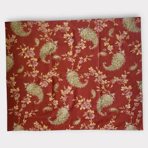 Pottery Barn Cotton King Sham  Red Paisley Floral Print
